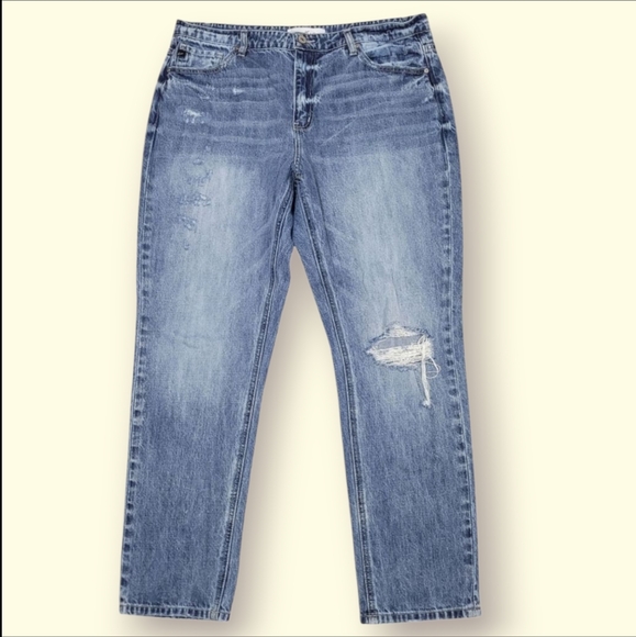 KanCan Denim - KanCan High Rise Straight Leg Cuffed 100% Cotton Distressed Jeans Size 15/31